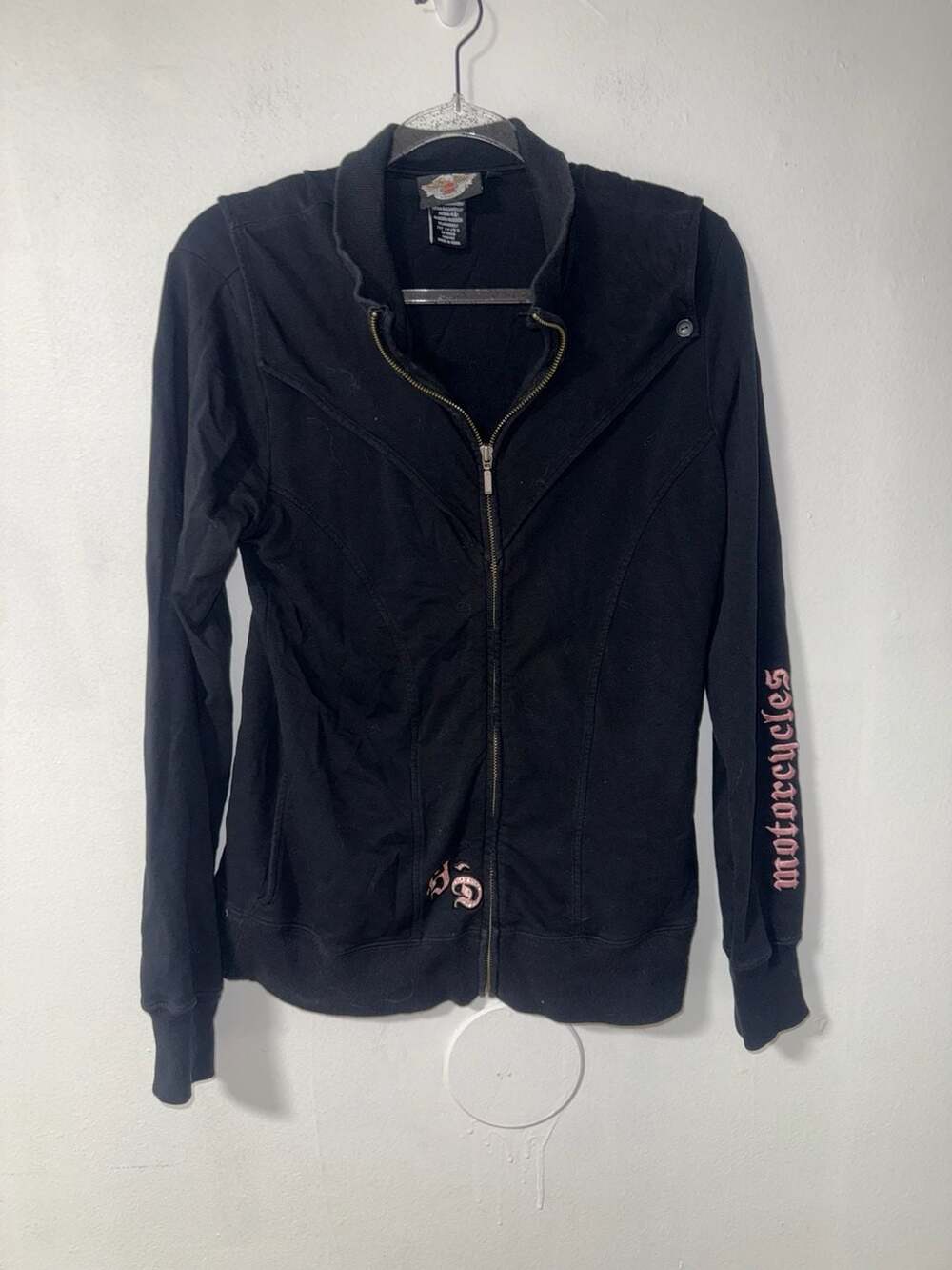 Harley-Davidson Women's Black Full-Zip Jacket with Rhinestone Script Logo Size M